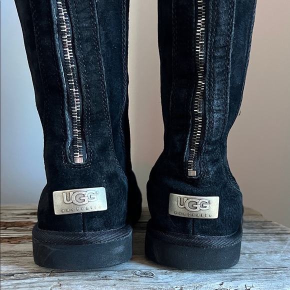 UGG Knightsbridge Leather Tall Boot Back Zip Women US 9 EU 40 Black 5119 - Picture 2 of 15